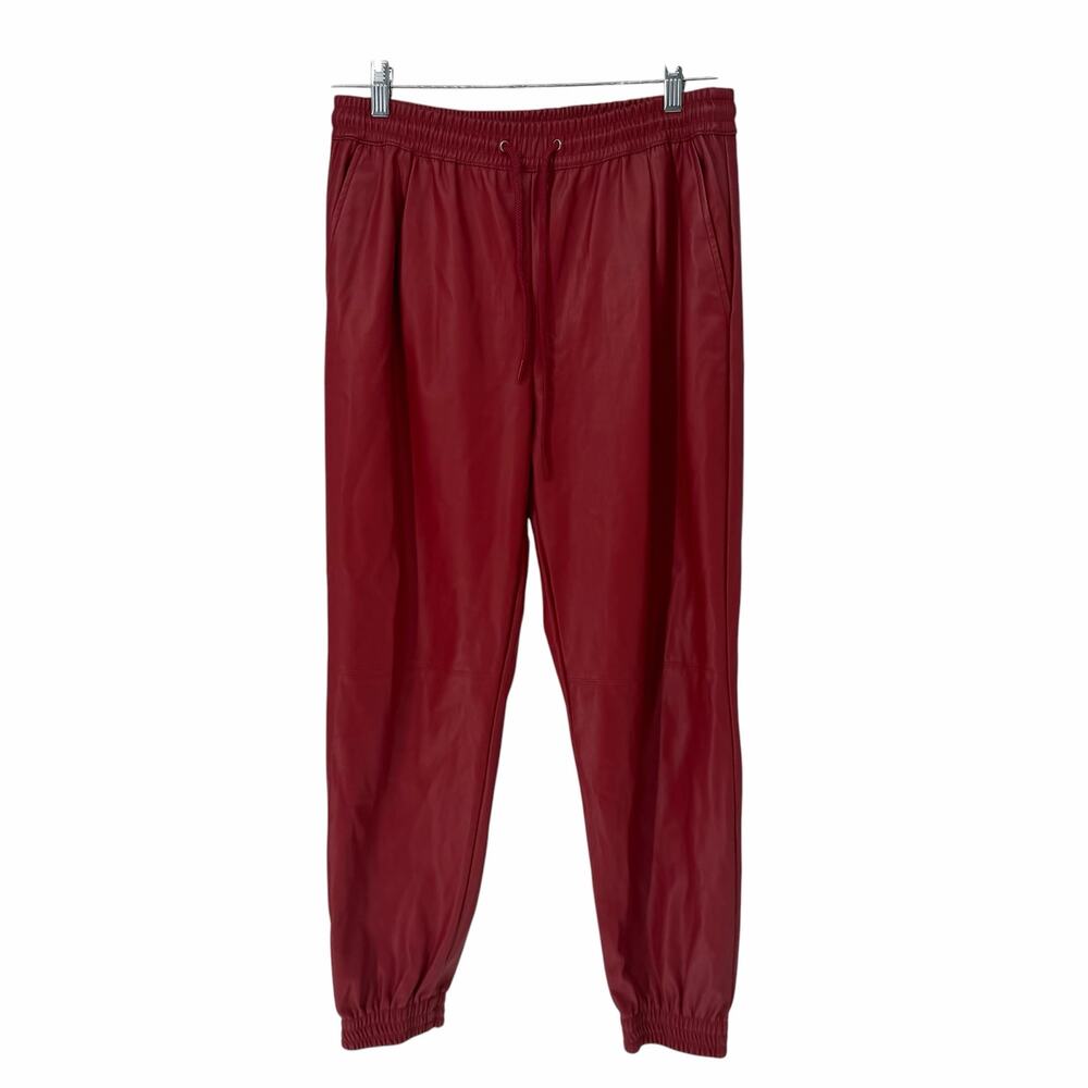 Zara Red Faux Leather Jogger Pants Size Medium